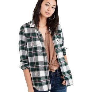 American Eagle Green & Black Plaid Flannel Classic Fit Shirt‎ Size XS